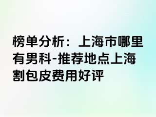 榜单分析：上海市哪里有男科-推荐地点上海割包皮费用好评