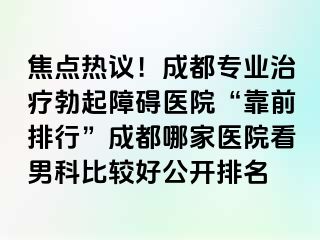 焦点热议！成都专业治疗勃起障碍医院“靠前排行”成都哪家医院看男科比较好公开排名