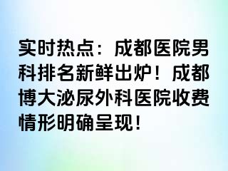 实时热点：成都医院男科排名新鲜出炉！成都博大泌尿外科医院收费情形明确呈现！