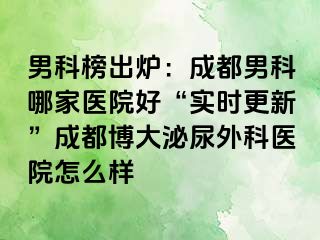 男科榜出炉：成都男科哪家医院好“实时更新”成都博大泌尿外科医院怎么样