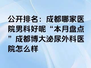公开排名：成都哪家医院男科好呢“本月盘点”成都博大泌尿外科医院怎么样