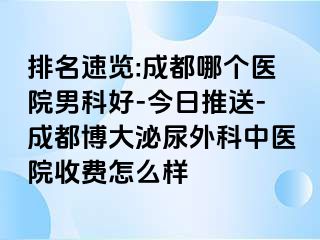 排名速览:成都哪个医院男科好-今日推送-成都博大泌尿外科中医院收费怎么样