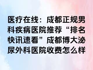 医疗在线：成都正规男科疾病医院推荐“排名快讯速看”成都博大泌尿外科医院收费怎么样