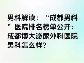男科解读：“成都男科”医院排名榜单公开：成都博大泌尿外科医院男科怎么样？