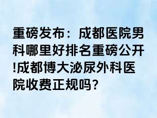 重磅发布：成都医院男科哪里好排名重磅公开!成都博大泌尿外科医院收费正规吗？