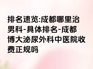 排名速览:成都哪里治男科-具体排名-成都博大泌尿外科中医院收费正规吗
