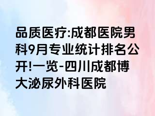 品质医疗:成都医院男科9月专业统计排名公开!一览-四川成都博大泌尿外科医院