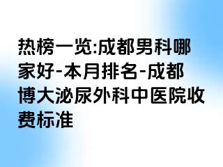 热榜一览:成都男科哪家好-本月排名-成都博大泌尿外科中医院收费标准