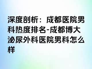 深度剖析：成都医院男科热度排名-成都博大泌尿外科医院男科怎么样