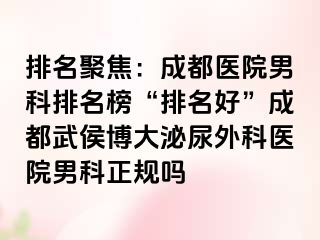 排名聚焦：成都医院男科排名榜“排名好”成都武侯博大泌尿外科医院男科正规吗