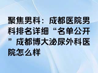 聚焦男科：成都医院男科排名详细“名单公开”成都博大泌尿外科医院怎么样