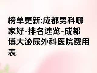 榜单更新:成都男科哪家好-排名速览-成都博大泌尿外科医院费用表