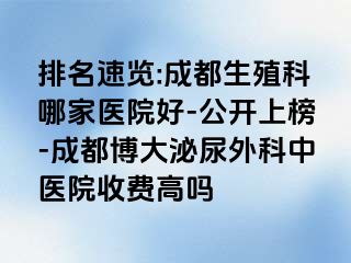 排名速览:成都生殖科哪家医院好-公开上榜-成都博大泌尿外科中医院收费高吗