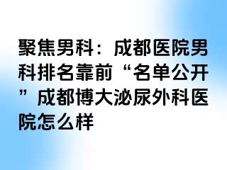 聚焦男科：成都医院男科排名靠前“名单公开”成都博大泌尿外科医院怎么样