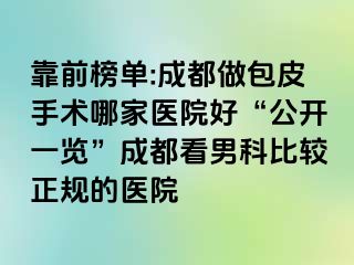 靠前榜单:成都做包皮手术哪家医院好“公开一览”成都看男科比较正规的医院